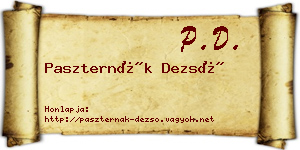 Paszternák Dezső névjegykártya